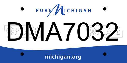 DMA7032 Michigan License Plate