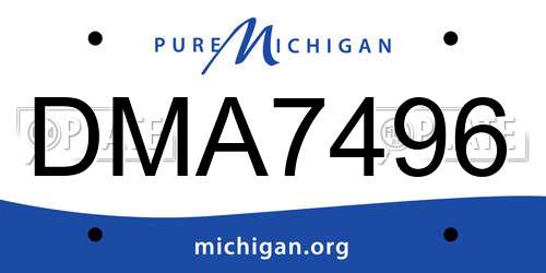 DMA7496 Michigan License Plate