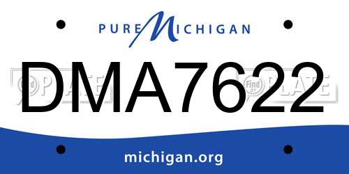 DMA7622 Michigan License Plate