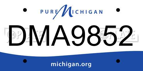 DMA9852 Michigan License Plate