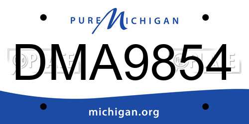 DMA9854 Michigan License Plate