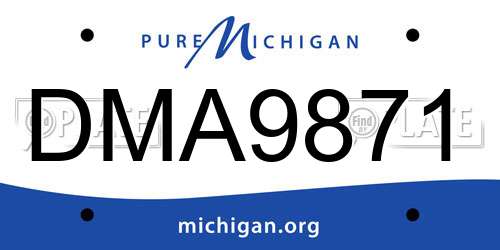 DMA9871 Michigan License Plate