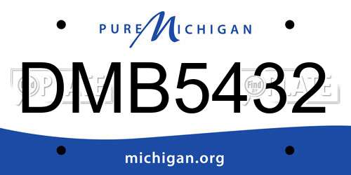 DMB5432 Michigan License Plate