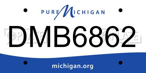 DMB6862 Michigan License Plate