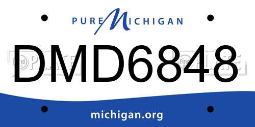 DMD6848 Michigan License Plate
