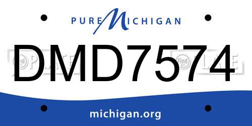 DMD7574 Michigan License Plate