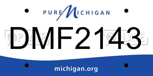 DMF2143 Michigan License Plate