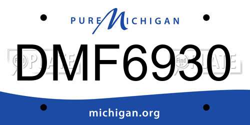 DMF6930 Michigan License Plate