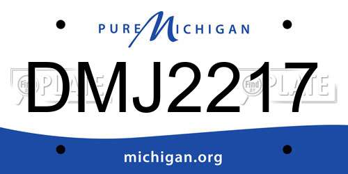 DMJ2217 Michigan License Plate