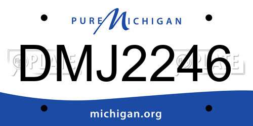 DMJ2246 Michigan License Plate