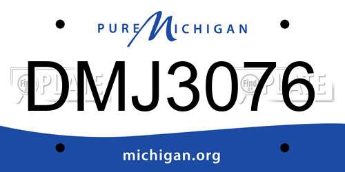 DMJ3076 Michigan License Plate