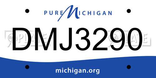 DMJ3290 Michigan License Plate