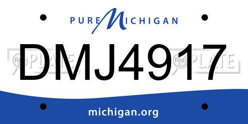 DMJ4917 Michigan License Plate
