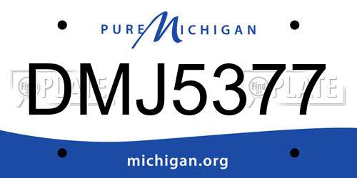 DMJ5377 Michigan License Plate