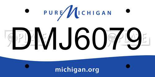 DMJ6079 Michigan License Plate