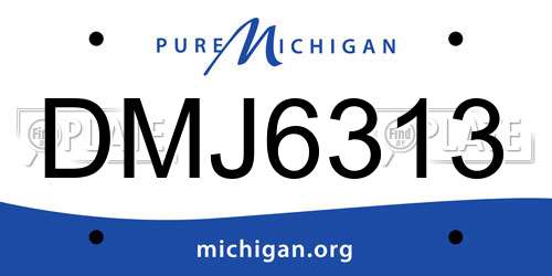 DMJ6313 Michigan License Plate