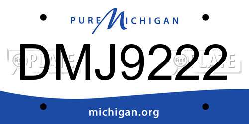 DMJ9222 Michigan License Plate