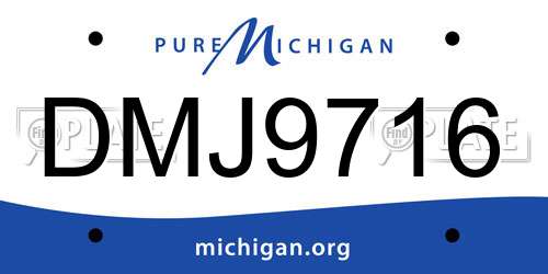 DMJ9716 Michigan License Plate