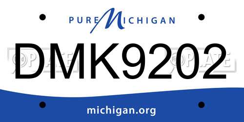 DMK9202 Michigan License Plate