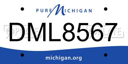 DML8567 Michigan License Plate