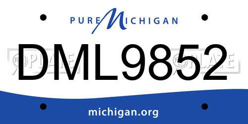 DML9852 Michigan License Plate
