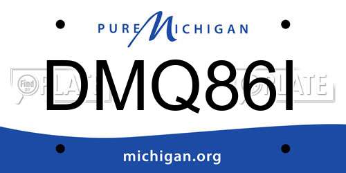 DMQ86I Michigan License Plate