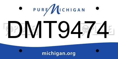 DMT9474 Michigan License Plate