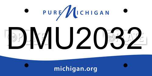 DMU2032 Michigan License Plate