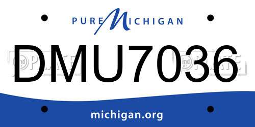 DMU7036 Michigan License Plate