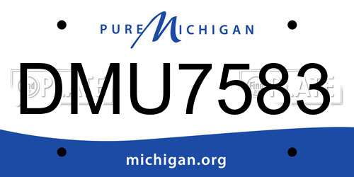 DMU7583 Michigan License Plate