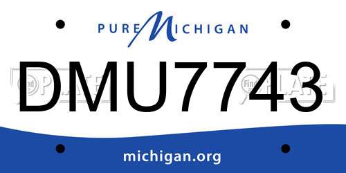 DMU7743 Michigan License Plate
