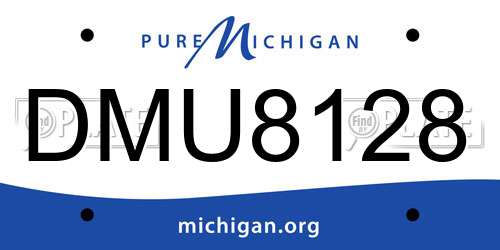 DMU8128 Michigan License Plate