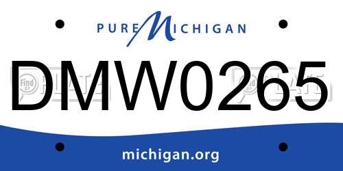 DMW0265 Michigan License Plate