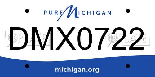 DMX0722 Michigan License Plate