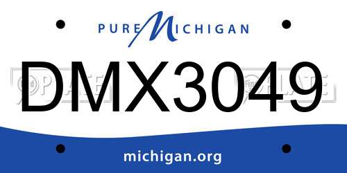 DMX3049 Michigan License Plate