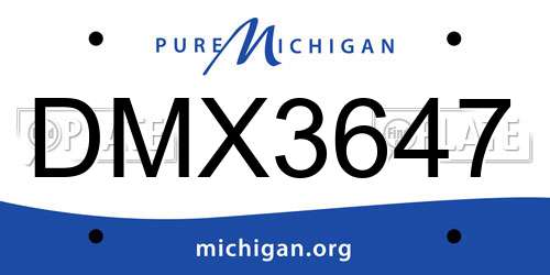 DMX3647 Michigan License Plate