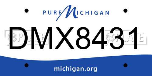 DMX8431 Michigan License Plate