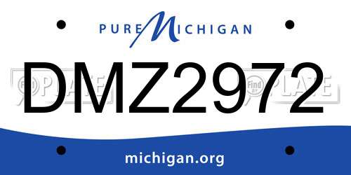 DMZ2972 Michigan License Plate
