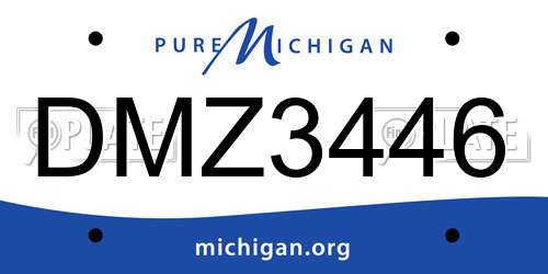 DMZ3446 Michigan License Plate