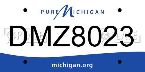 DMZ8023 Michigan License Plate