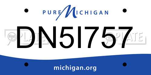 DN5I757 Michigan License Plate