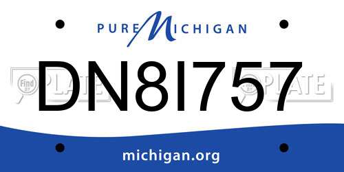 DN8I757 Michigan License Plate