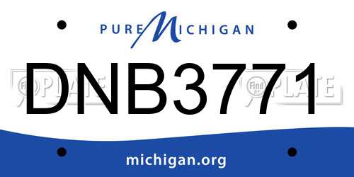 DNB3771 Michigan License Plate