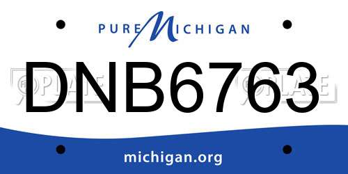 DNB6763 Michigan License Plate