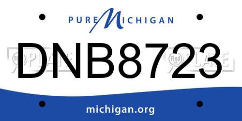 DNB8723 Michigan License Plate