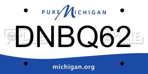 DNBQ62 Michigan License Plate