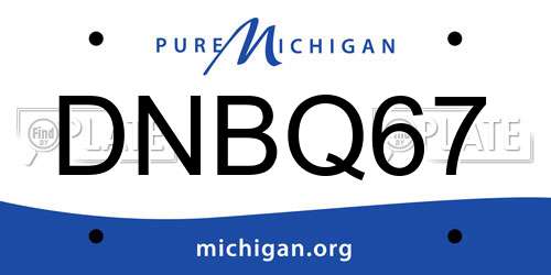 DNBQ67 Michigan License Plate