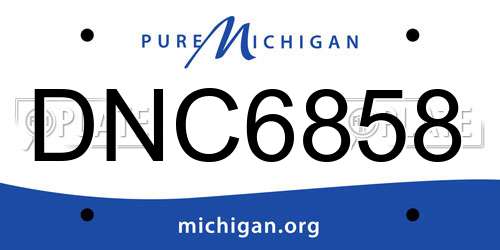 DNC6858 Michigan License Plate
