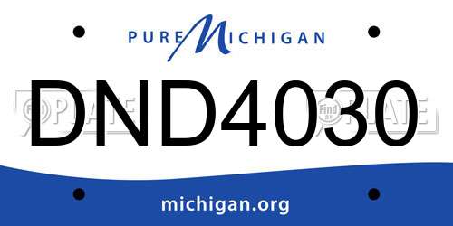DND4030 Michigan License Plate