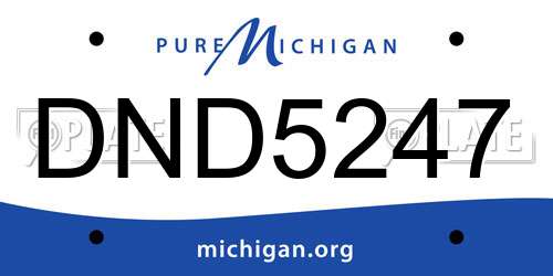 DND5247 Michigan License Plate